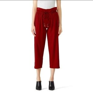 SEE BY CHLOE Cotton Cropped Paperbag Pants with Rope Belt in Crafty Brown, EU 34